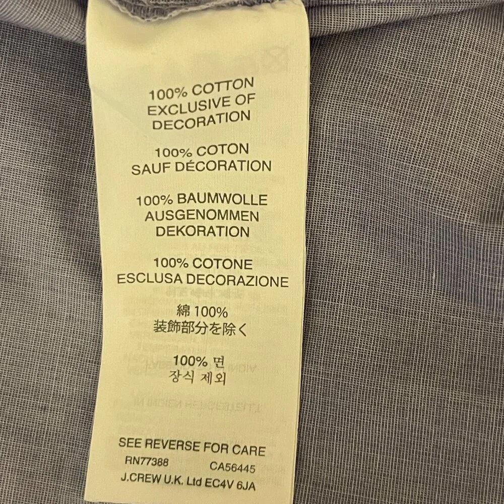 J. Crew Women's Sequin Side Stripe Cotton Button-up Blue Long Slv. Blouse Sz. 14 - Picture 10 of 10